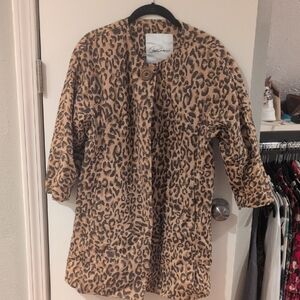 CAbi Tan and Black Animal Print Coat